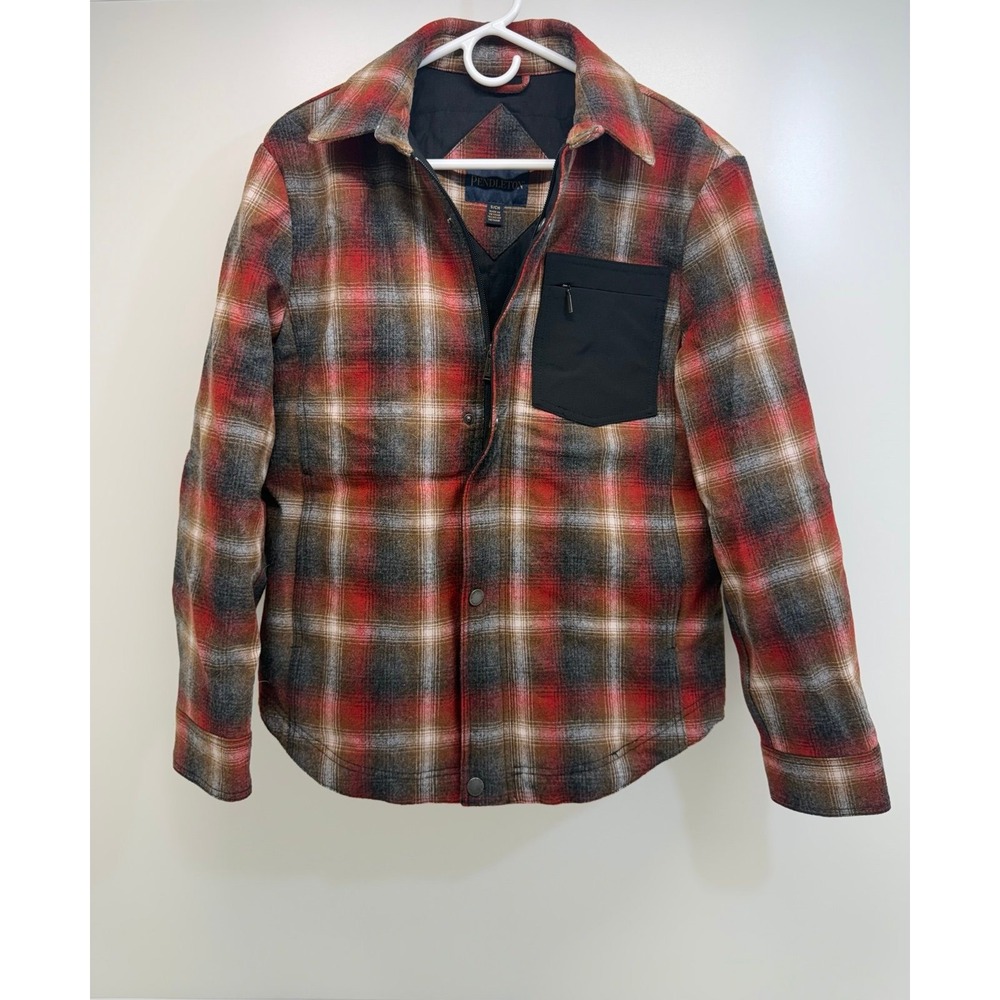 Pendleton Men's Polyfill Insulation Wool Blend Shirt Jacket Shacket Size S Red